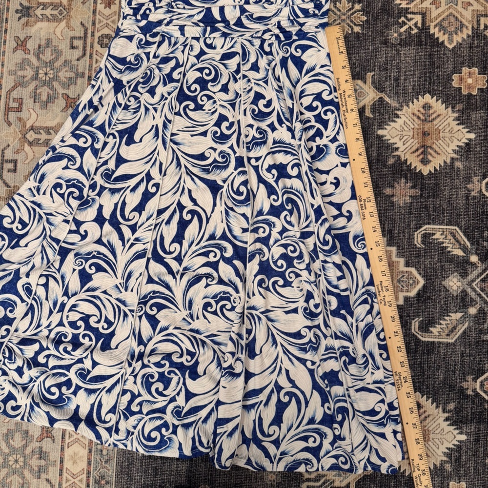 Perceptions A-Line Sleeveless Formal Women’s White & Blue Midi Dress Size Medium - Picture 12 of 13